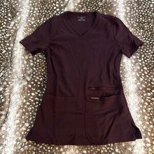 Jaanuu Burgundy V-Neck Scrub Top